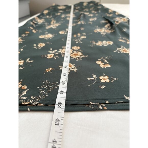 Altar'd State Floral Satin Maxi Skirt L Green Fairy Going Out Party Date Night - Picture 10 of 10